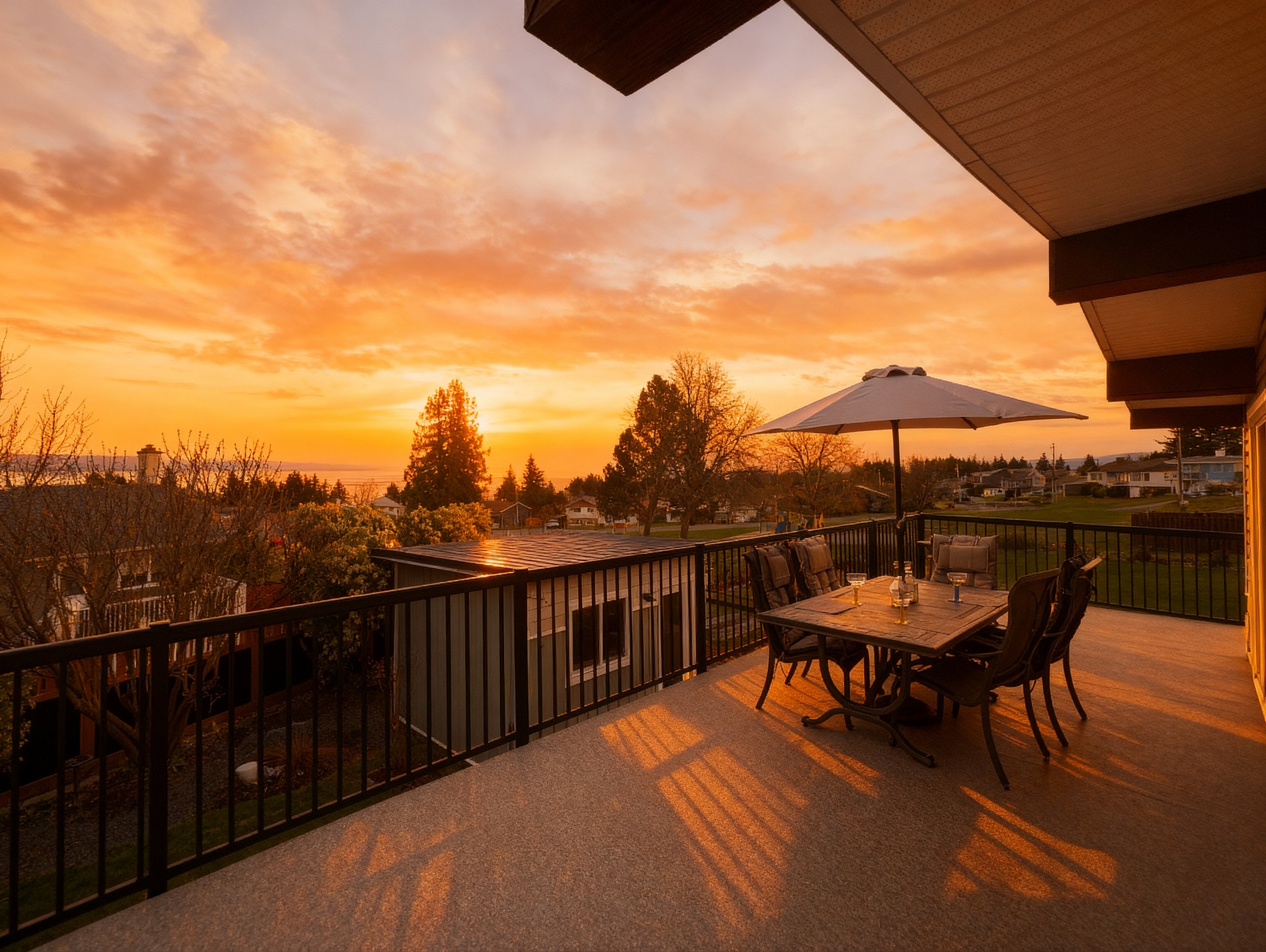 Panoramic sunrise view from the Seaview Suite deck