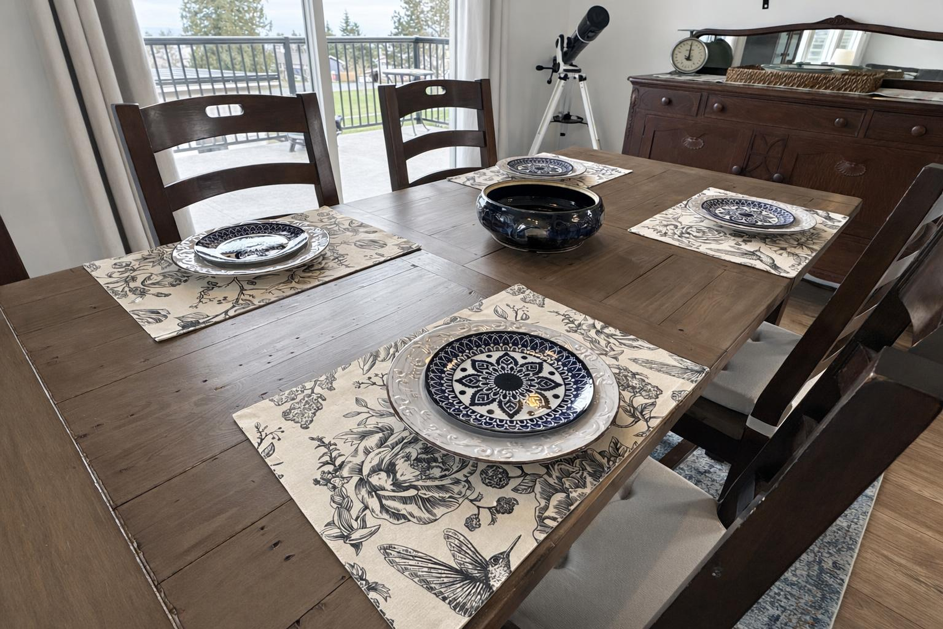Dining area with telescope